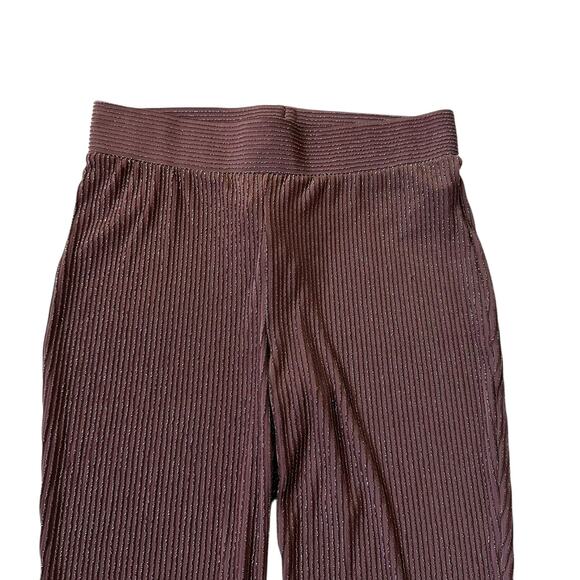 Forever 21 Mauve Striped Metallic Stretch Leggings Women's Size Large NWT 3-32-1 - Picture 3 of 6